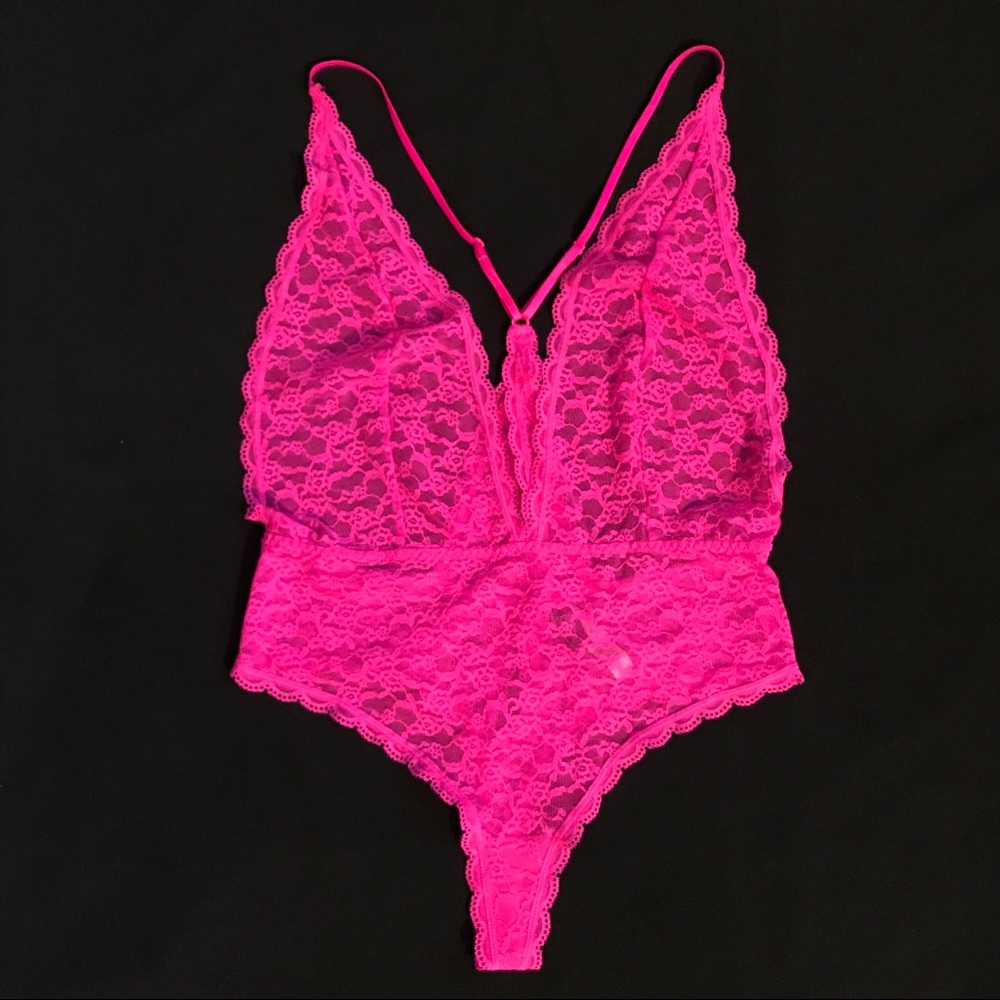 Victoria’s Secret hot pink floral teddy